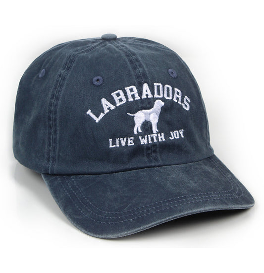 Animal Pride - Labradors Live With Joy (On Navy) - Pigment Dyed Hat