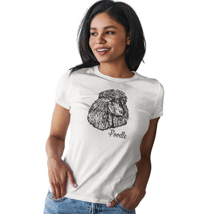 White Poodle Headshot - Women's Fitted T-Shirt