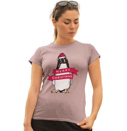 Merry Christmas Penguin - Women's Fitted T-Shirt