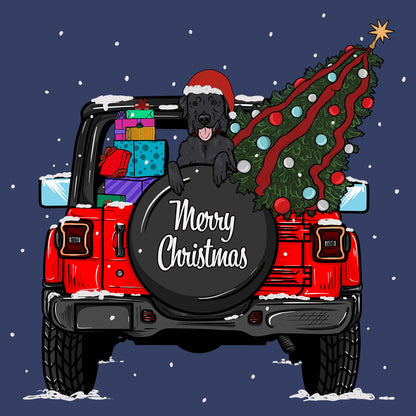 Christmas Jeep Black Lab - Adult Unisex Crewneck Sweatshirt