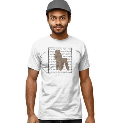 Brown Poodle Love Text - Adult Unisex T-Shirt