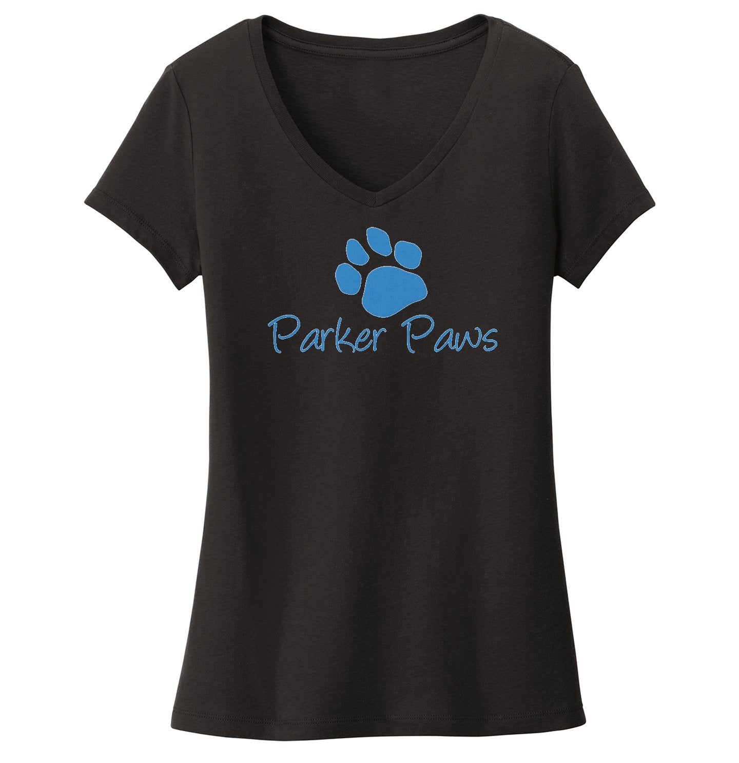 Parker Paws Blue Paw Print Logo - Women's V-Neck T-Shirt