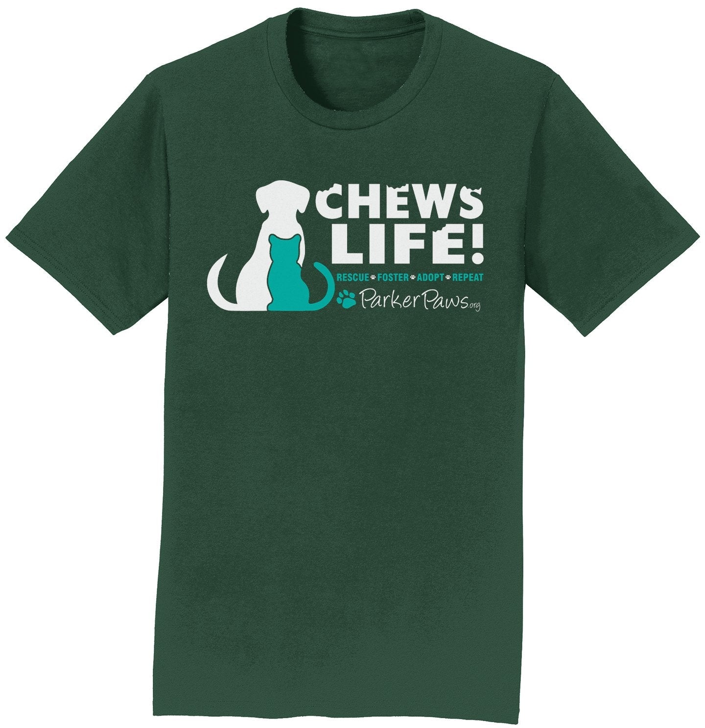 Parker Paws Logo Chews Life - Adult Unisex T-Shirt