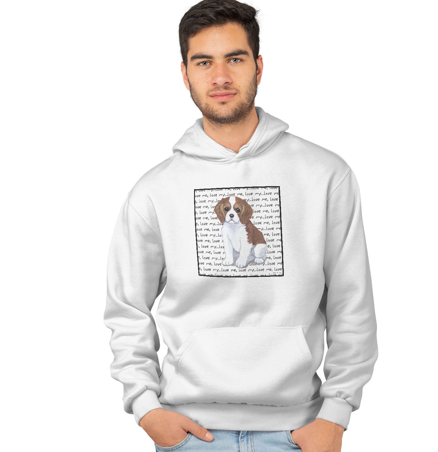 Animal Pride - Cavalier Puppy Love Text - Adult Unisex Hoodie Sweatshirt