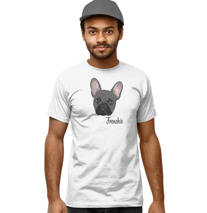 Grey Frenchie Headshot - Adult Unisex T-Shirt