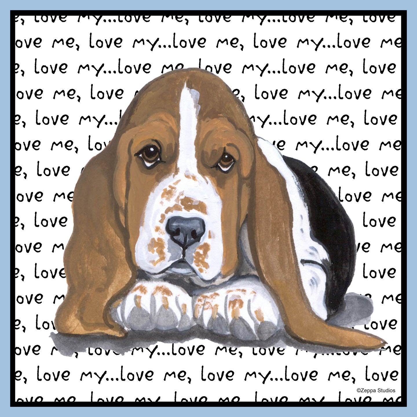 Basset Hound Puppy Love Text - Women's Fitted T-Shirt