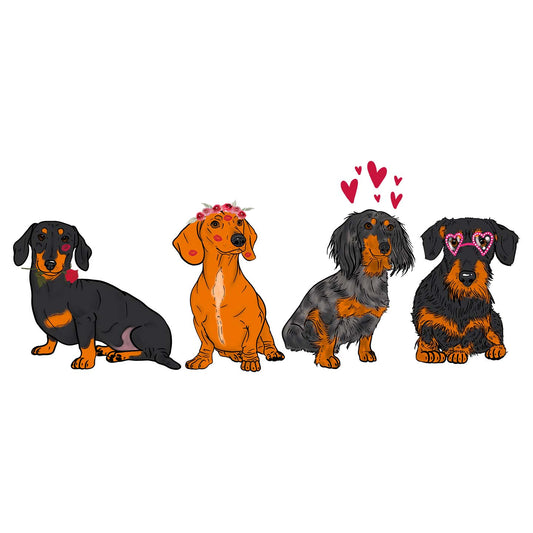 Dachshund Love Line Up - Women's V-Neck T-Shirt