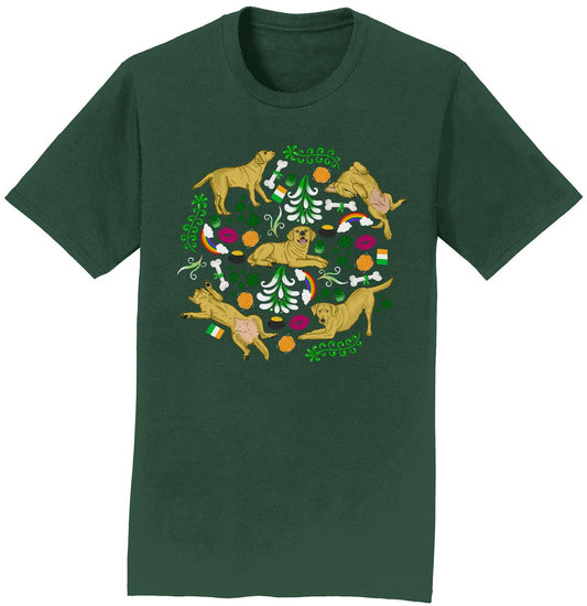  - Yellow Labrador Green Fleur Design - Adult Unisex T-Shirt