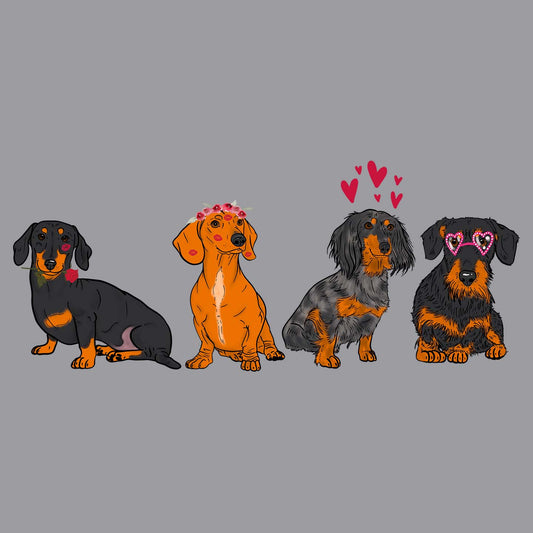 Dachshund Love Line Up - Adult Unisex Long Sleeve T-Shirt