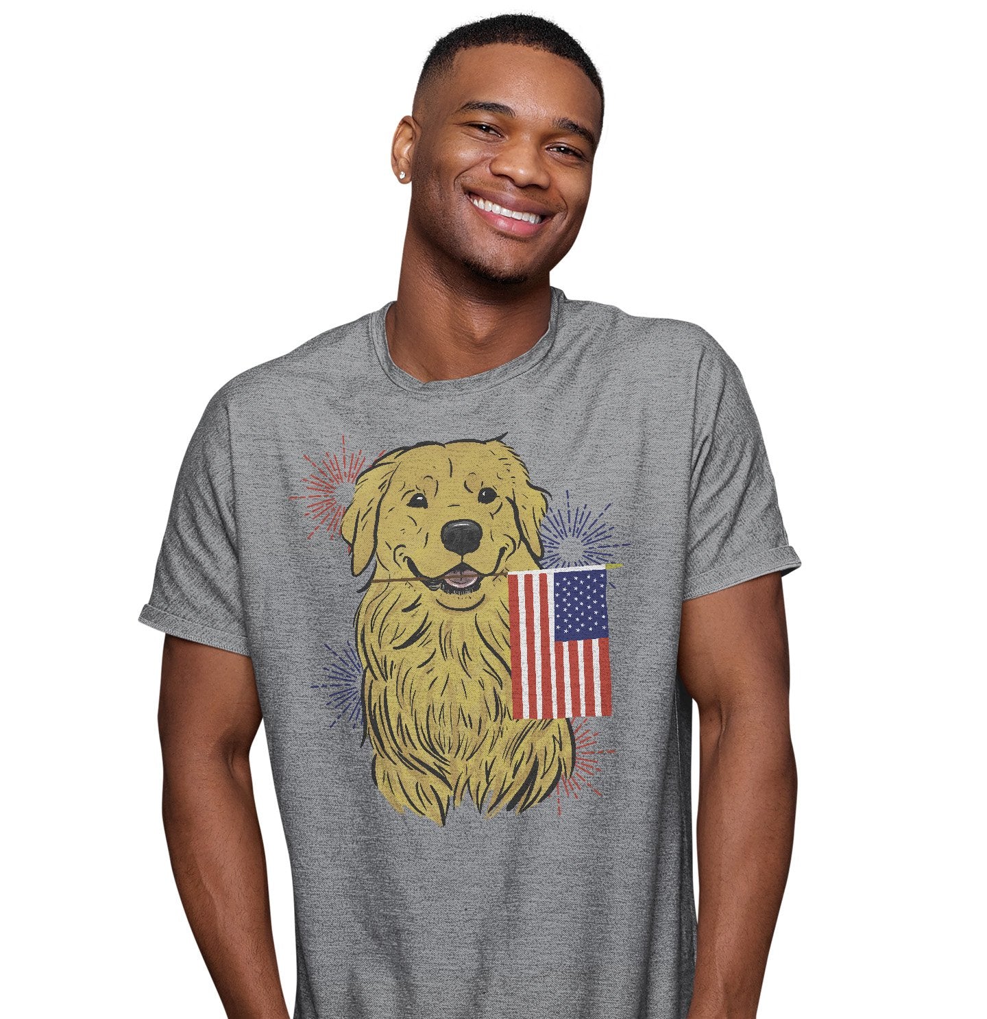 USA Flag Golden - Adult Unisex T-Shirt