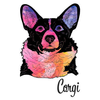Colorful Corgi Headshot - Women's V-Neck T-Shirt