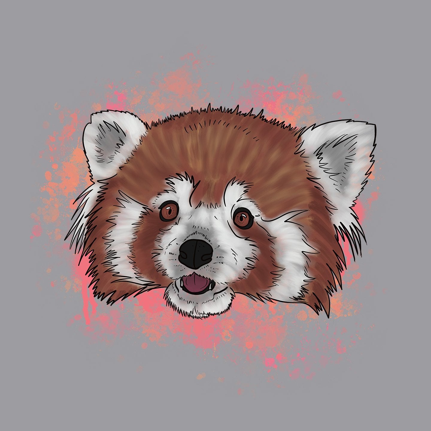 Red Panda Pink Illustration - Adult Adjustable Face Mask