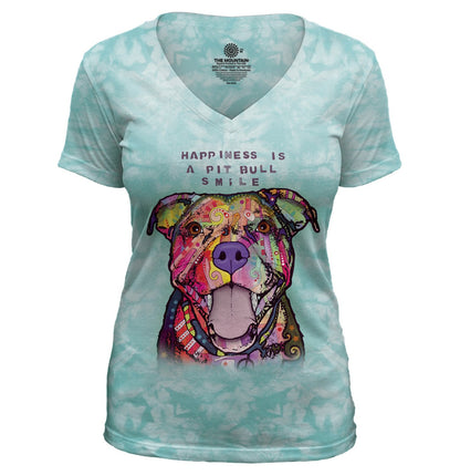 Pit Bull Smile - Women's Tri-Blend V-Neck T-Shirt