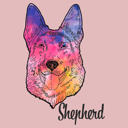 Colorful German Shepherd Headshot - Women's Fitted T-Shirt