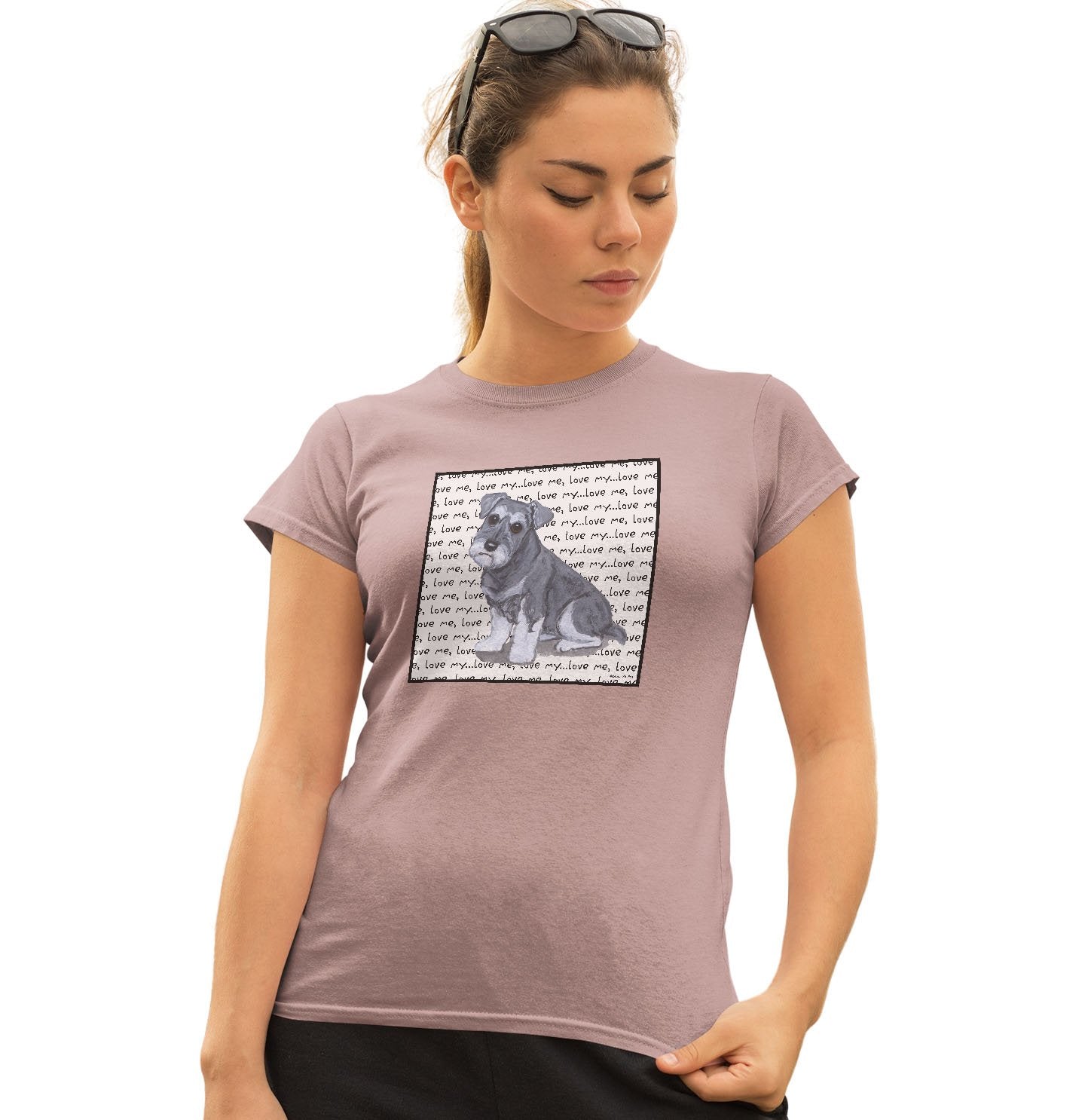Schnauzer Puppy Love Text - Women's Fitted T-Shirt