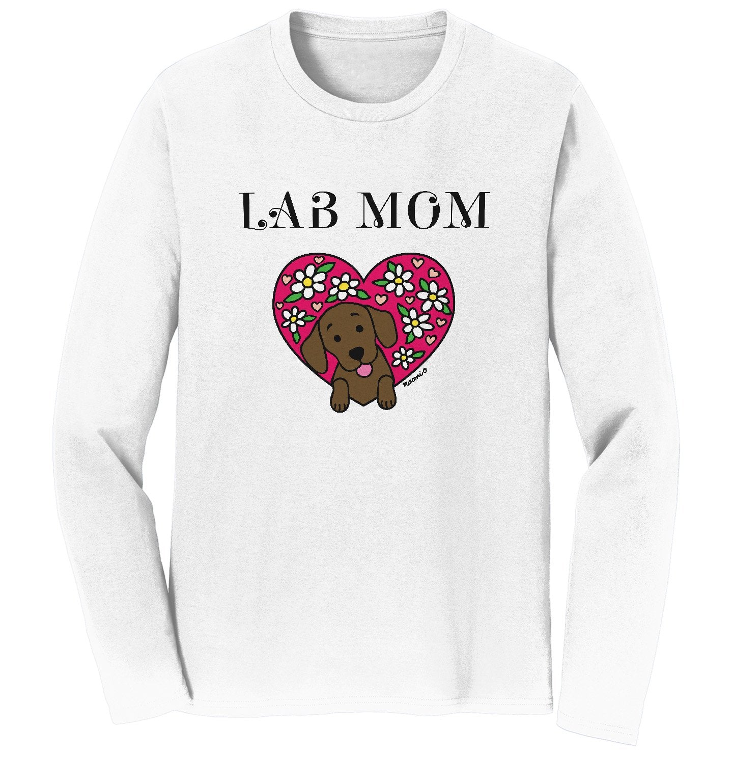 Animal Pride - Flower Heart Chocolate Lab Mom - Adult Unisex Long Sleeve T-Shirt