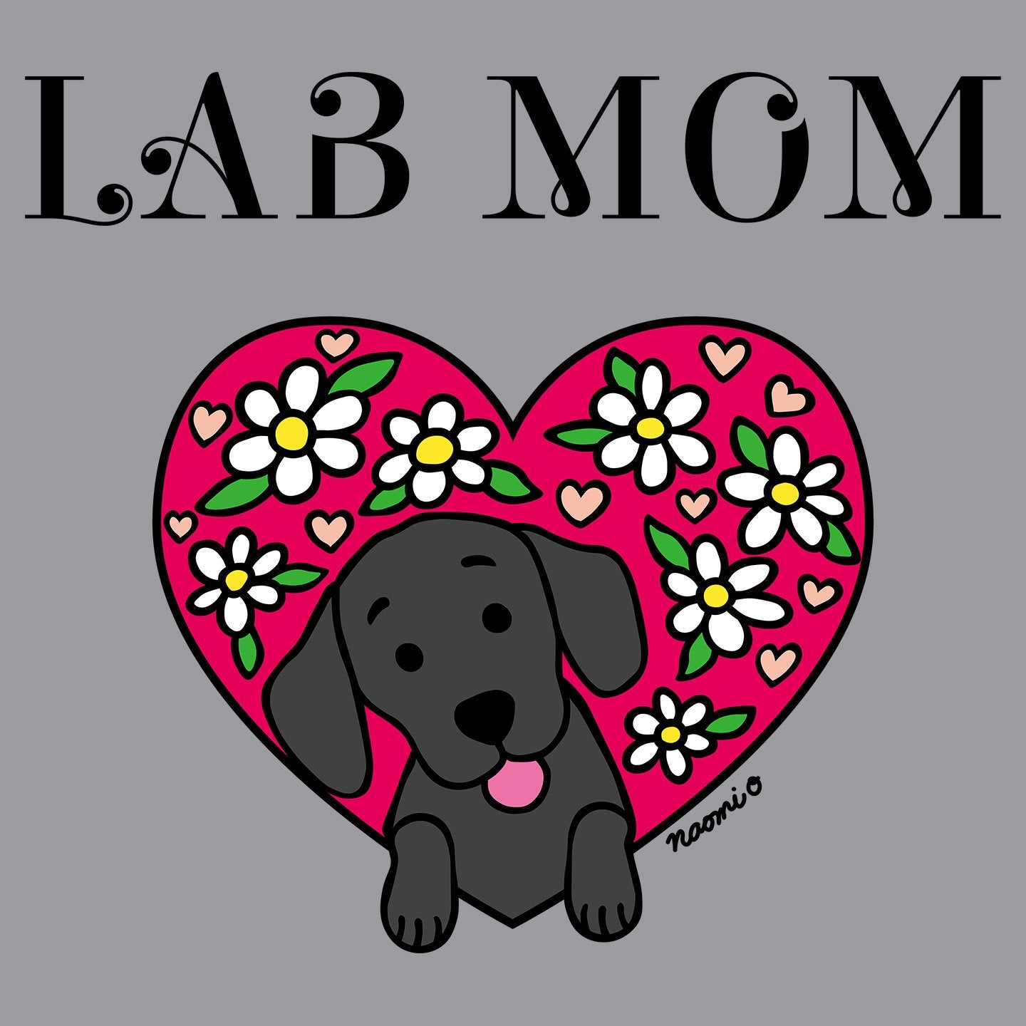 Flower Heart Black Lab Mom - Adult Unisex Crewneck Sweatshirt