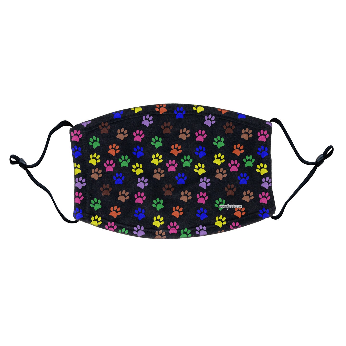 Colorful Paw Prints Face Mask - Adjustable Ear Loops, Reusable & Washable, Cloth - Animal Pride