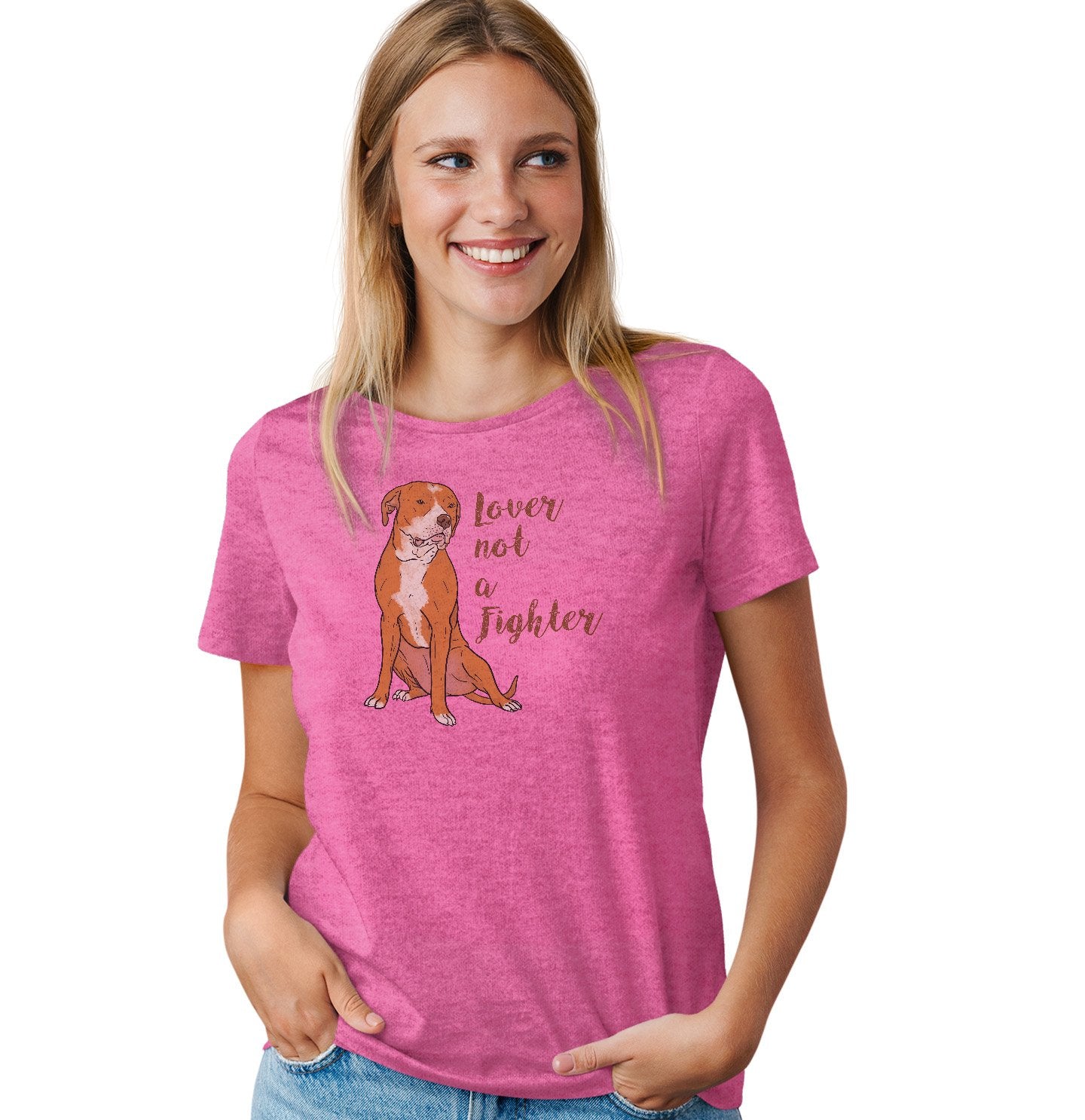 Animal Pride - Red & White Pit Bull Lover Not Fighter - Women's Tri-Blend T-Shirt