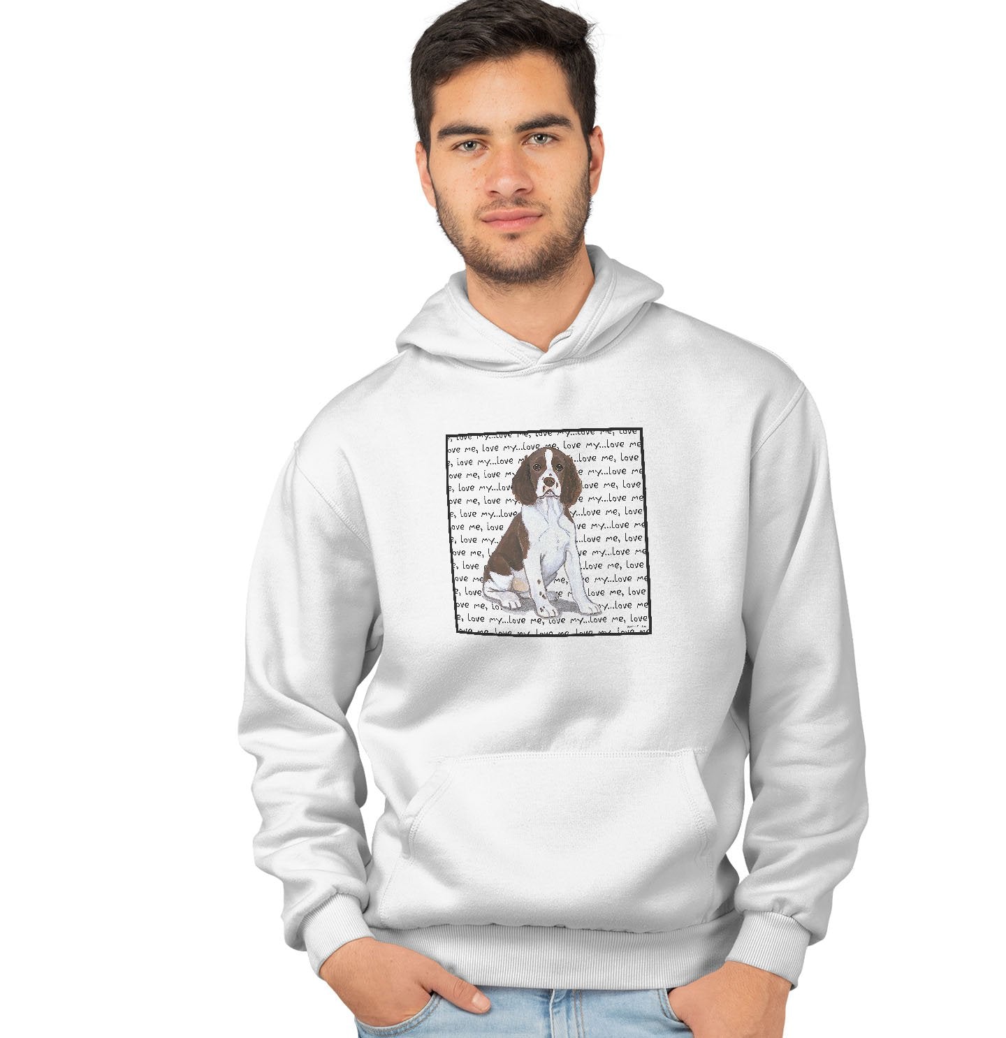 Springer Puppy Love Text - Adult Unisex Hoodie Sweatshirt