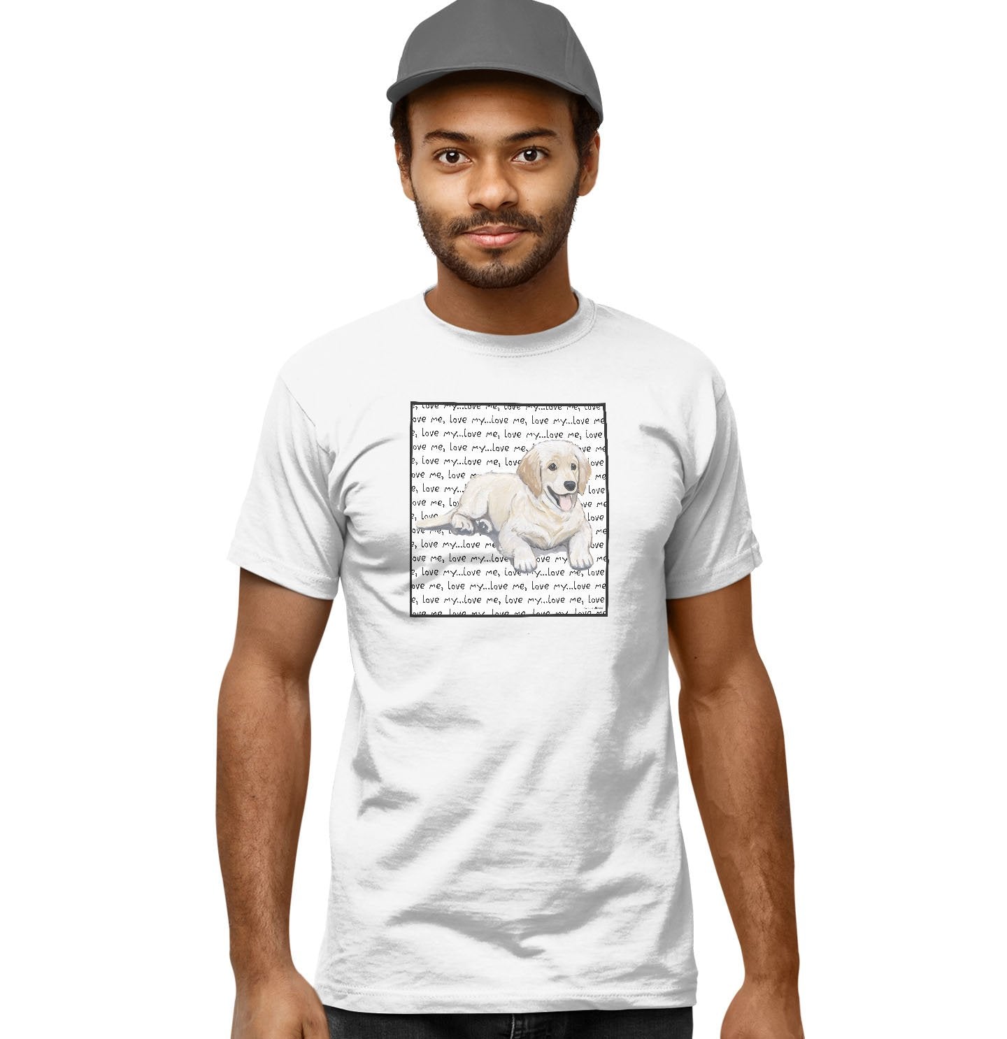 Golden Puppy Love Text - Adult Unisex T-Shirt
