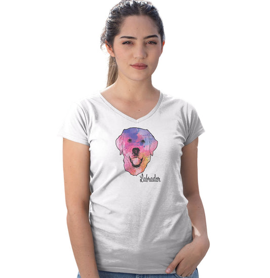 Animal Pride - Colorful Labrador Headshot - Women's V-Neck T-Shirt