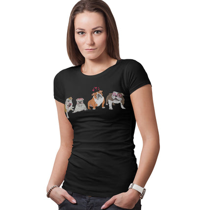 Bulldog Love Line Up - Women's Fitted T-Shirt