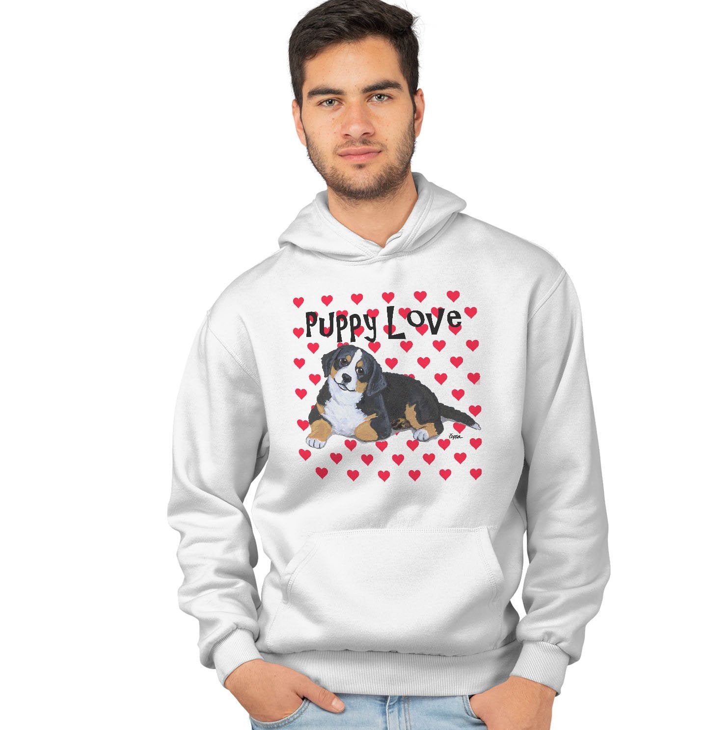 Animal Pride - Bernese Mountain Dog Puppy Love - Adult Unisex Hoodie Sweatshirt
