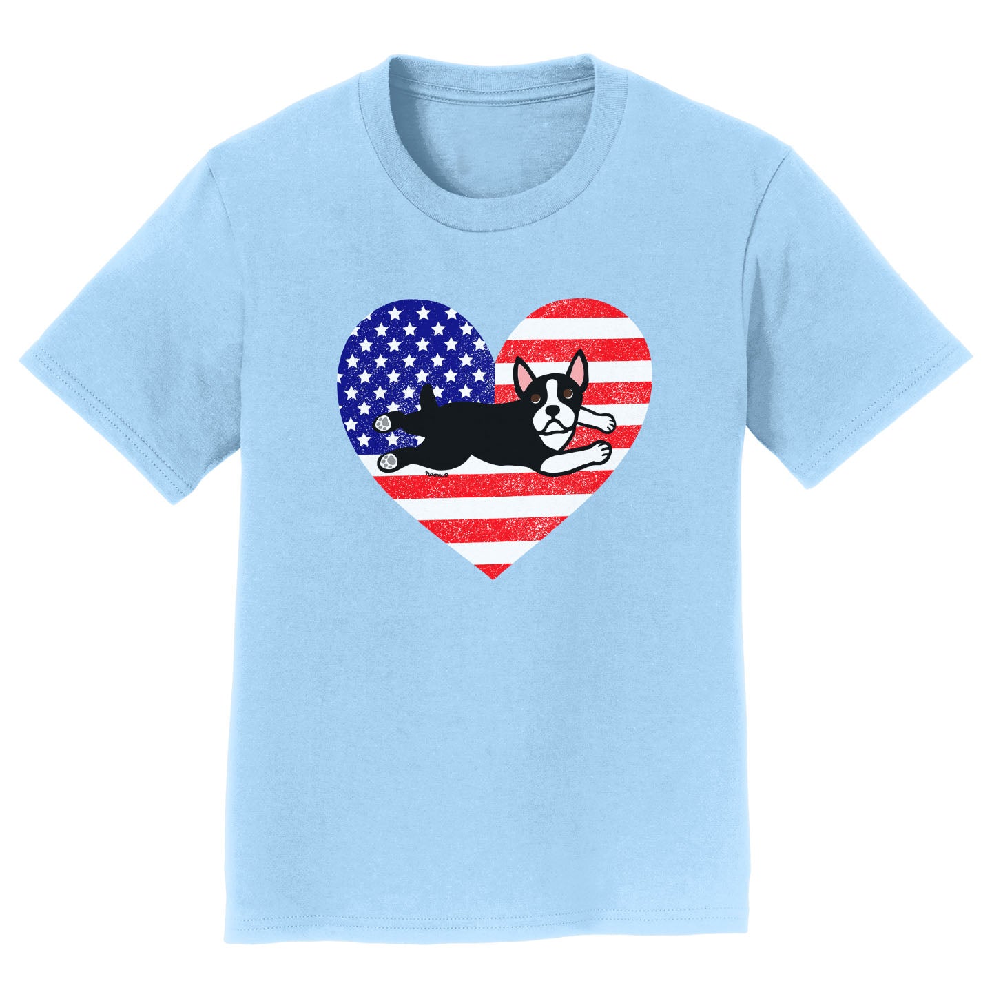 USA Flag Boston Terrier Puppy - Kids' Unisex T-Shirt