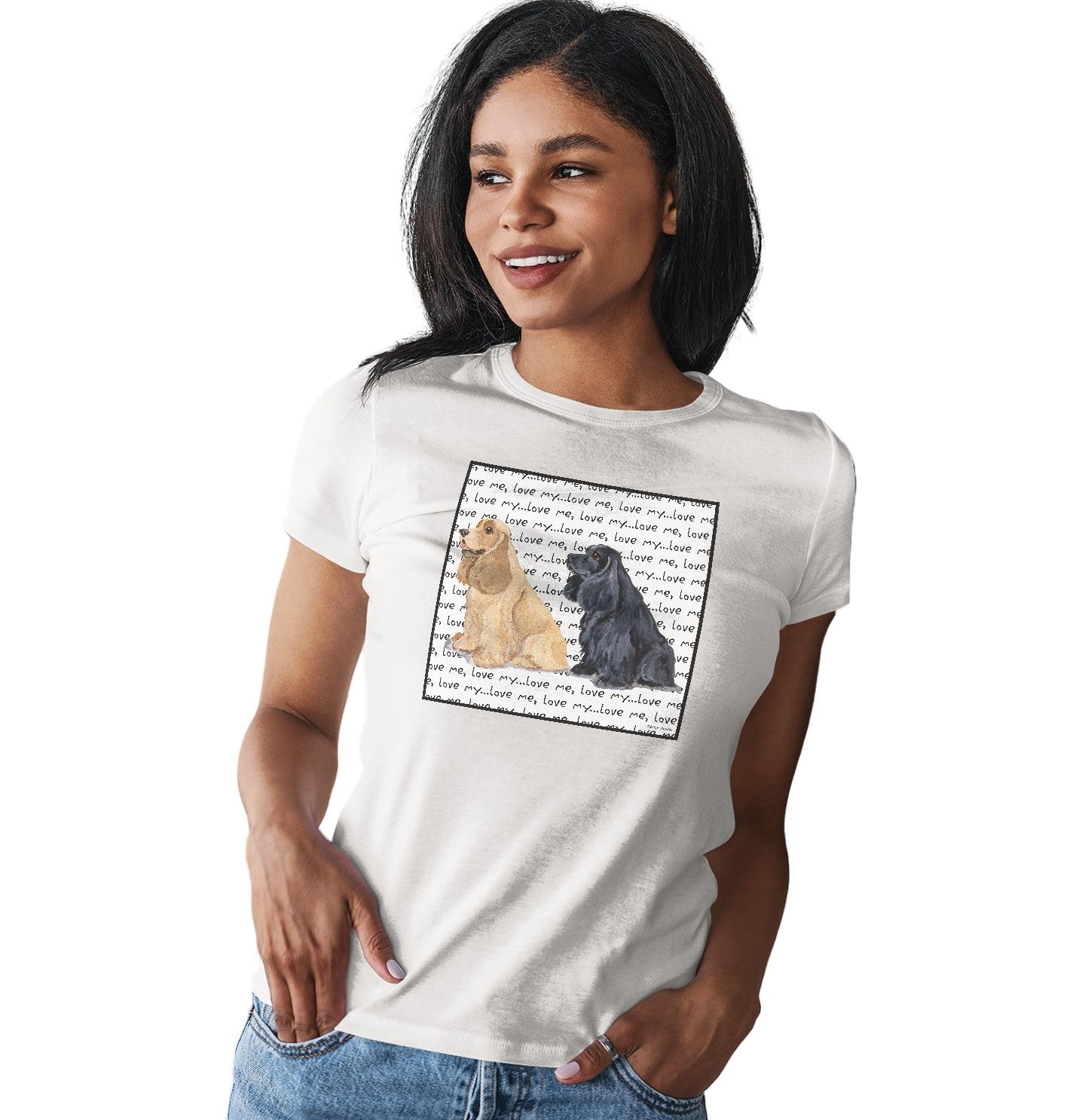 American Cocker Spaniel Love Text - Women's Fitted T-Shirt