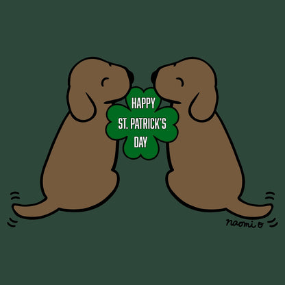 Happy St. Patrick's Day Chocolate Lab Puppies - Adult Unisex T-Shirt