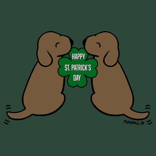 Happy St. Patrick's Day Chocolate Lab Puppies - Adult Unisex T-Shirt