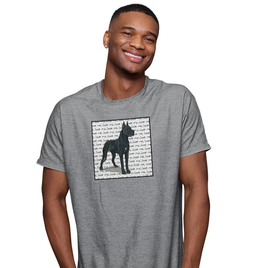 Animal Pride - Great Dane (Cropped Ears) Love Text - Adult Unisex T-Shirt