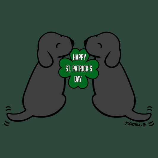 Happy St. Patrick's Day Black Lab Puppies - Adult Unisex T-Shirt