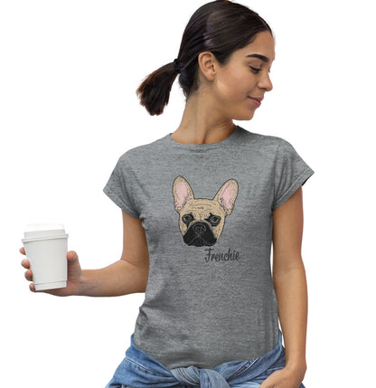 Tan Frenchie Headshot - Women's Fitted T-Shirt