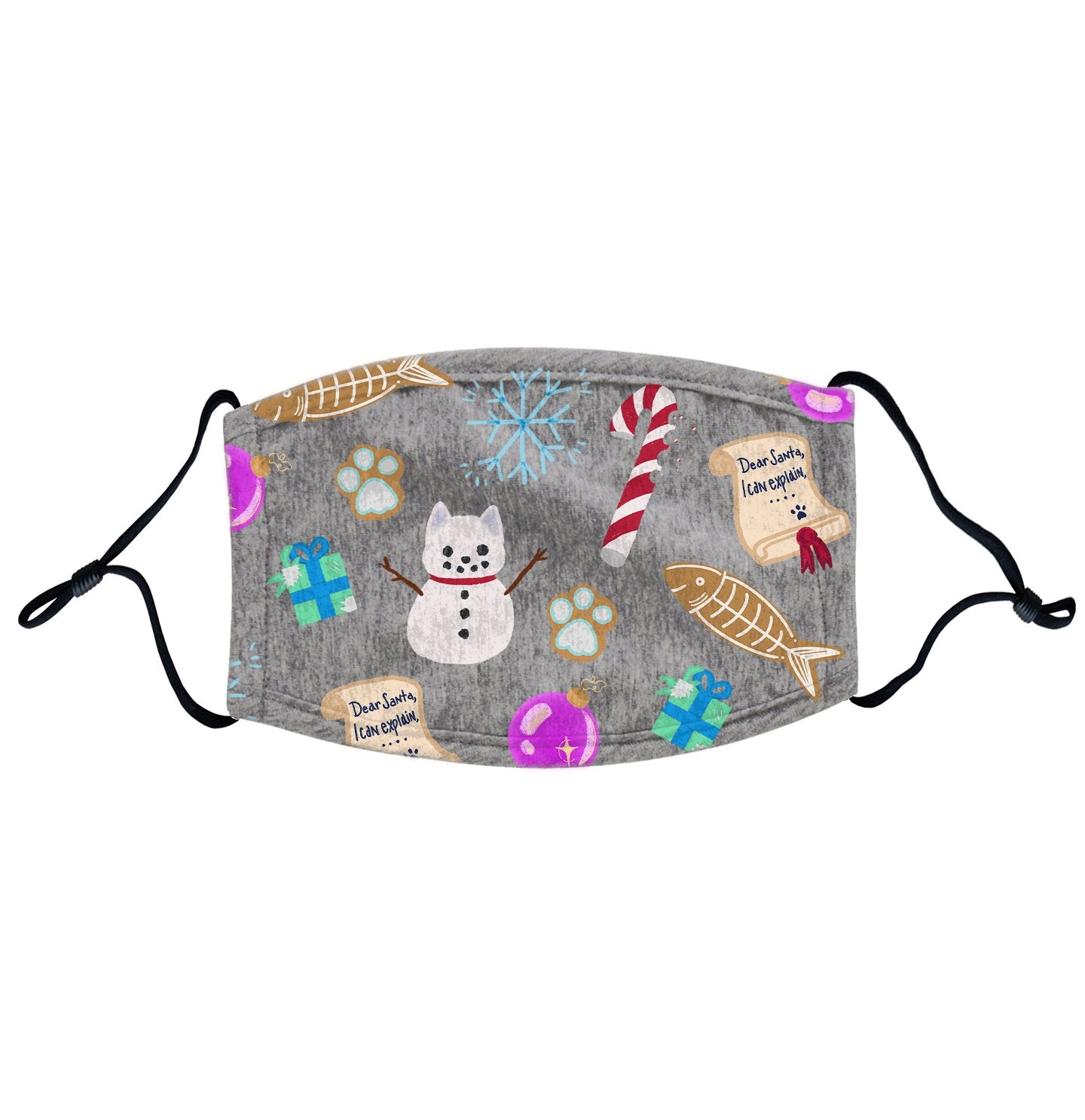 Christmas Cat Pattern - Adult Adjustable Face Mask