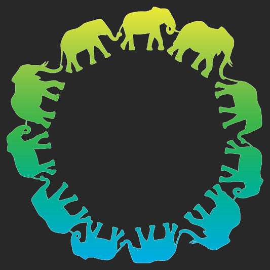 Elephant Silhouettes Circle - Adult Unisex T-Shirt