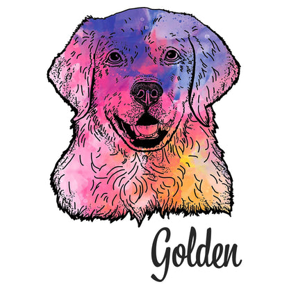 Colorful Golden Retriever Headshot - Women's V-Neck T-Shirt