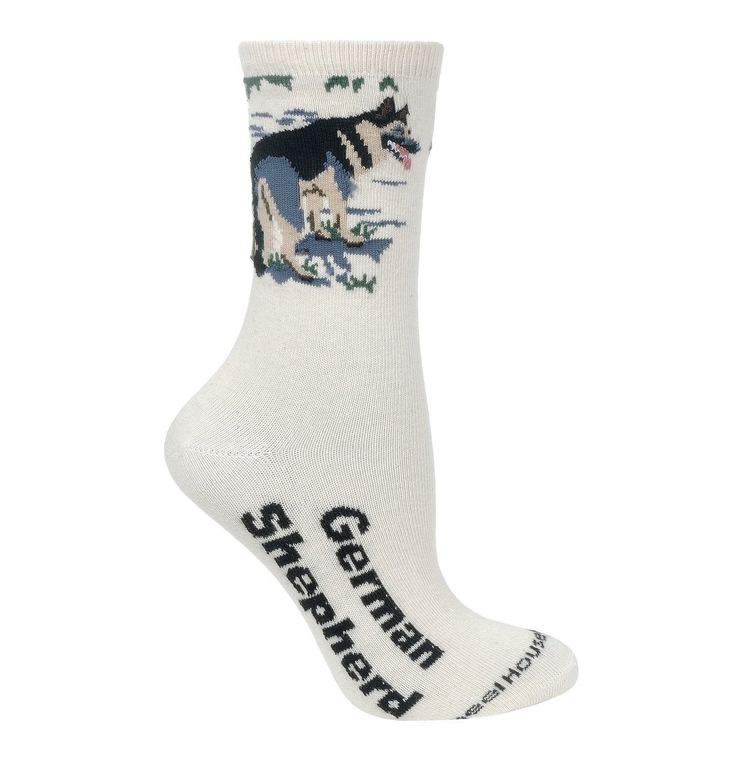 Animal Pride - German Shepherd on Natural - Adult Cotton Crew Socks