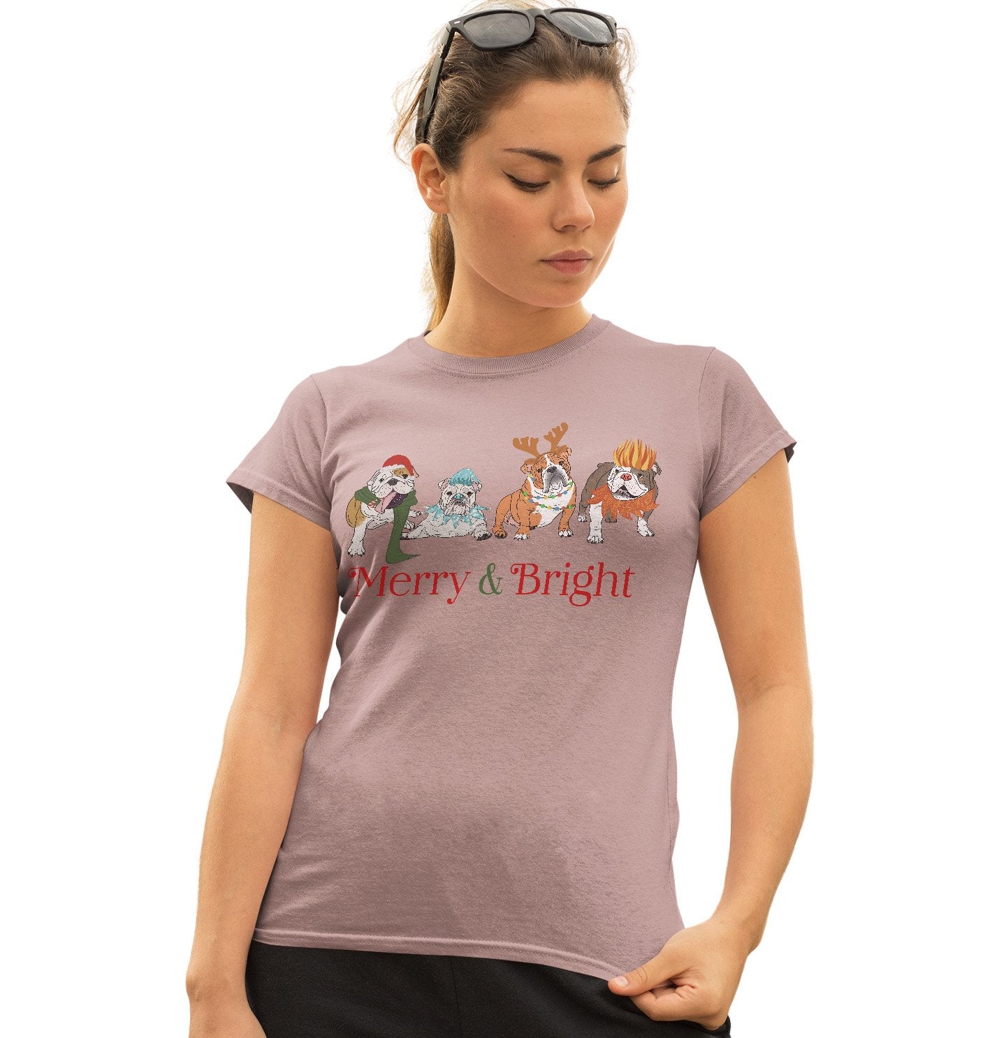 Animal Pride - Bulldog Christmas Line Up - Women's Fitted T-Shirt