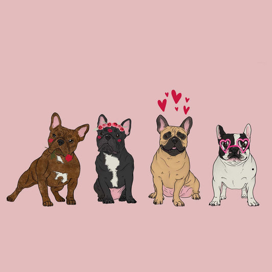 Frenchie Love Line Up - Women's Fitted T-Shirt