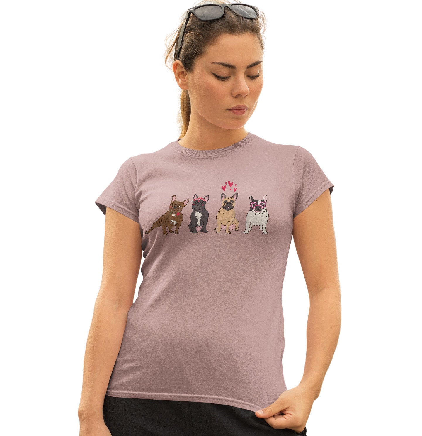 Animal Pride - Frenchie Love Line Up - Women's Fitted T-Shirt