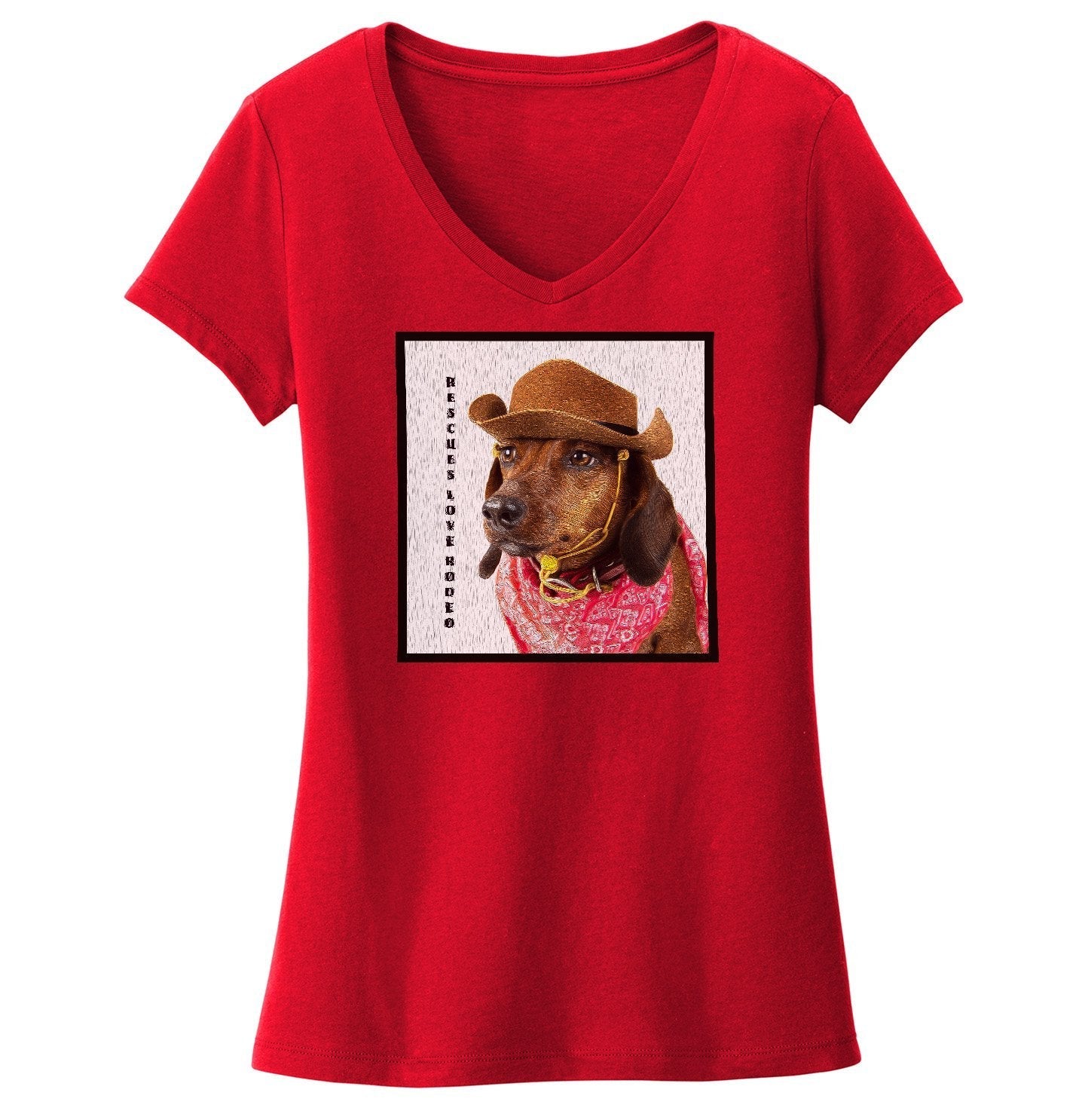 Rodeo Dachshund - Women's V-Neck T-Shirt
