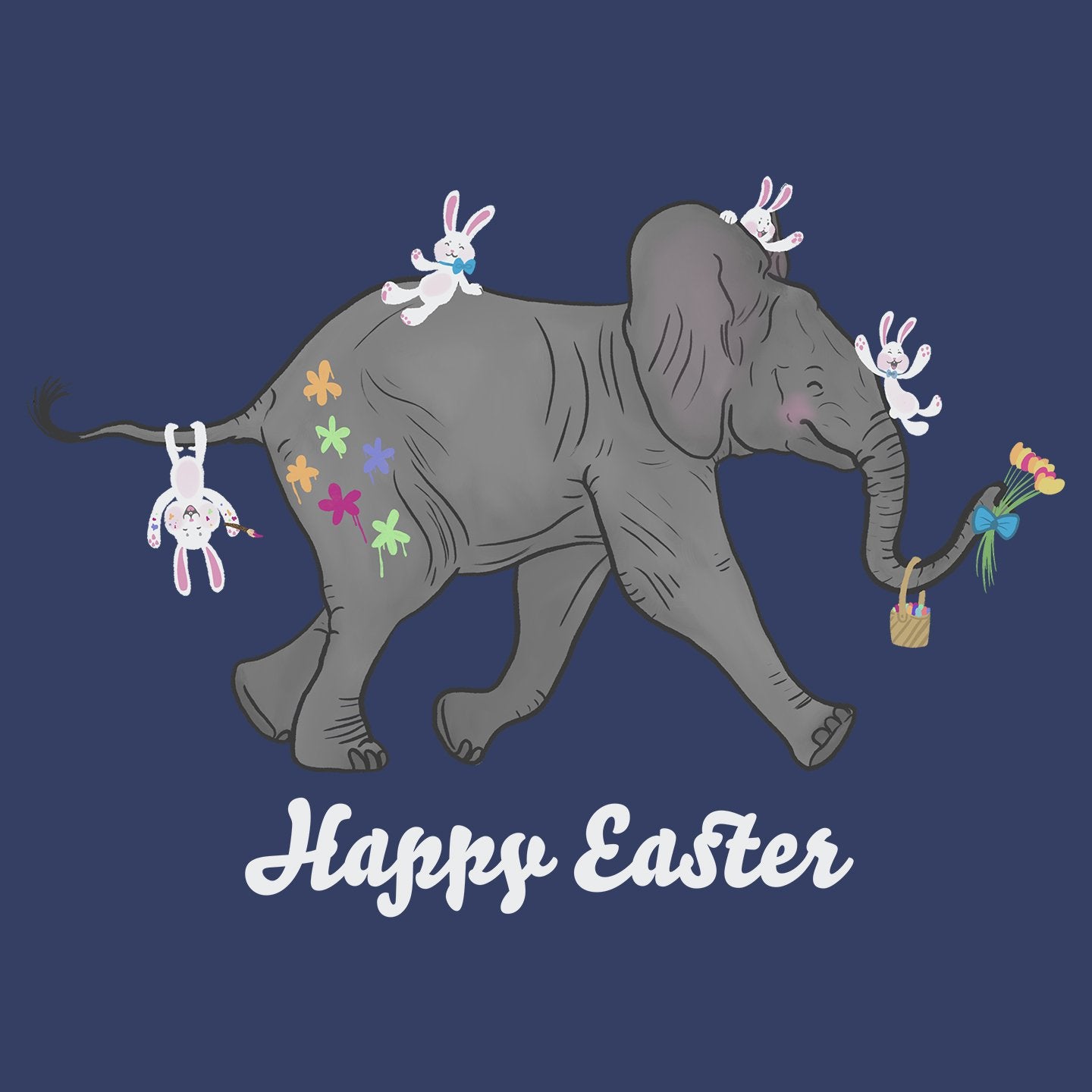 Easter Baby Elephant and Friends - Adult Unisex T-Shirt