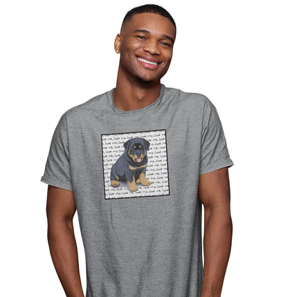 Rottweiler Puppy Love Text - Adult Unisex T-Shirt