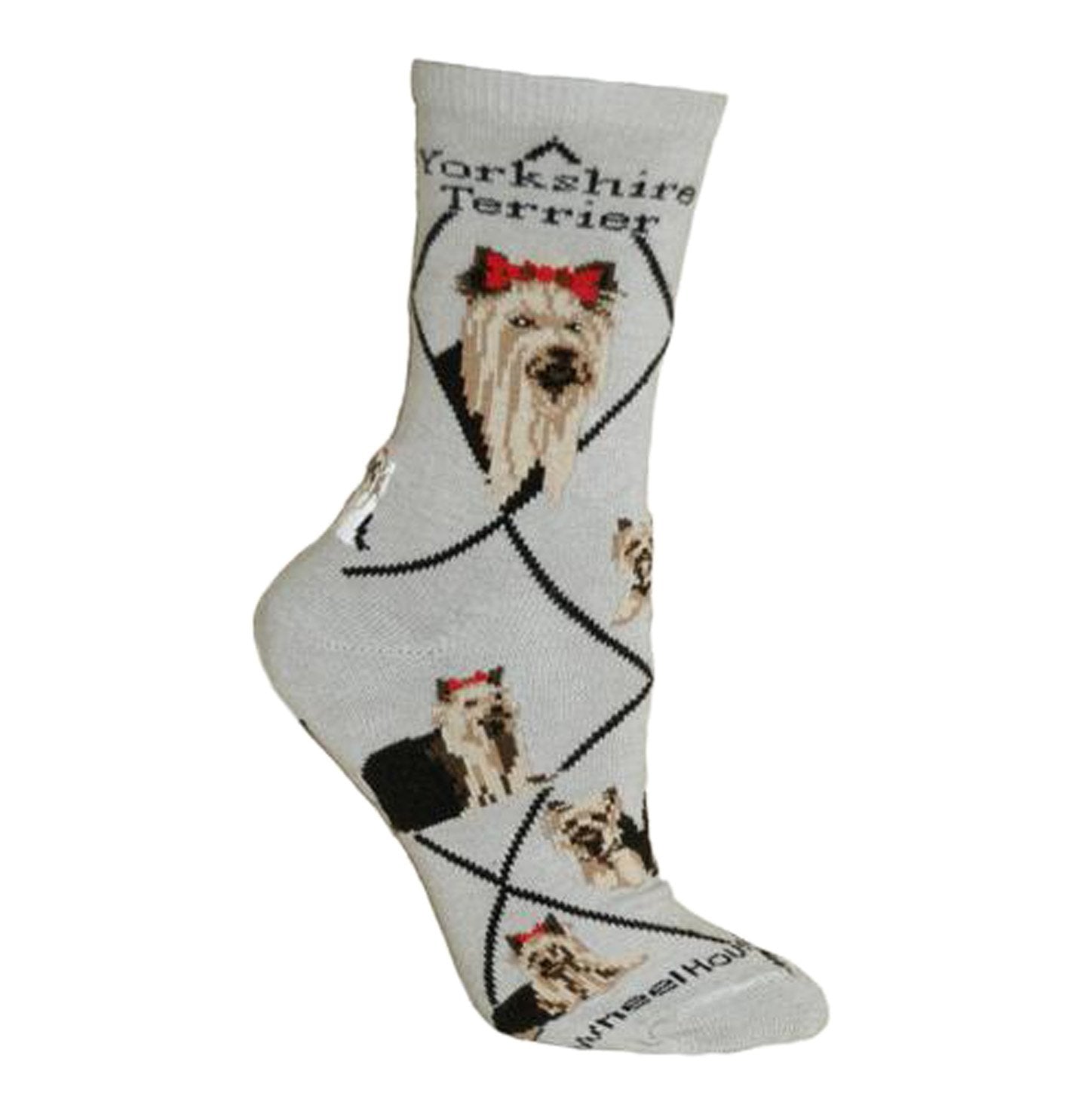 Animal Pride - Yorkshire Terrier on Grey - Adult Cotton Crew Socks