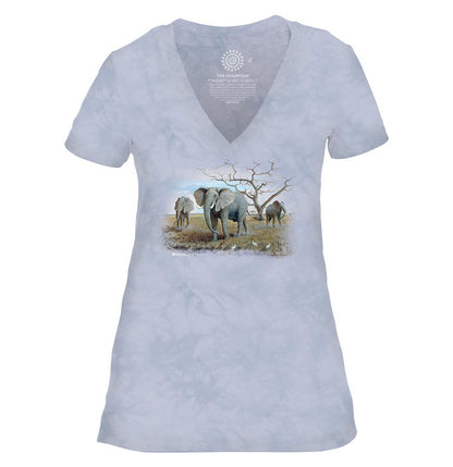 Three African Elephants - Women's Tri-Blend V-Neck T-Shirt