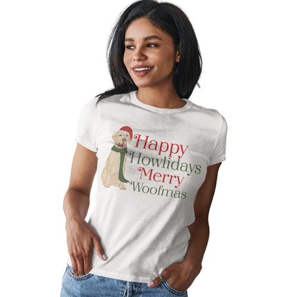 Merry Woofmas Yellow Lab - Women's Fitted T-Shirt