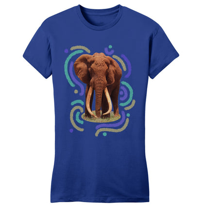 Wiggly Lines Elephant - Women's Fitted T-Shirt