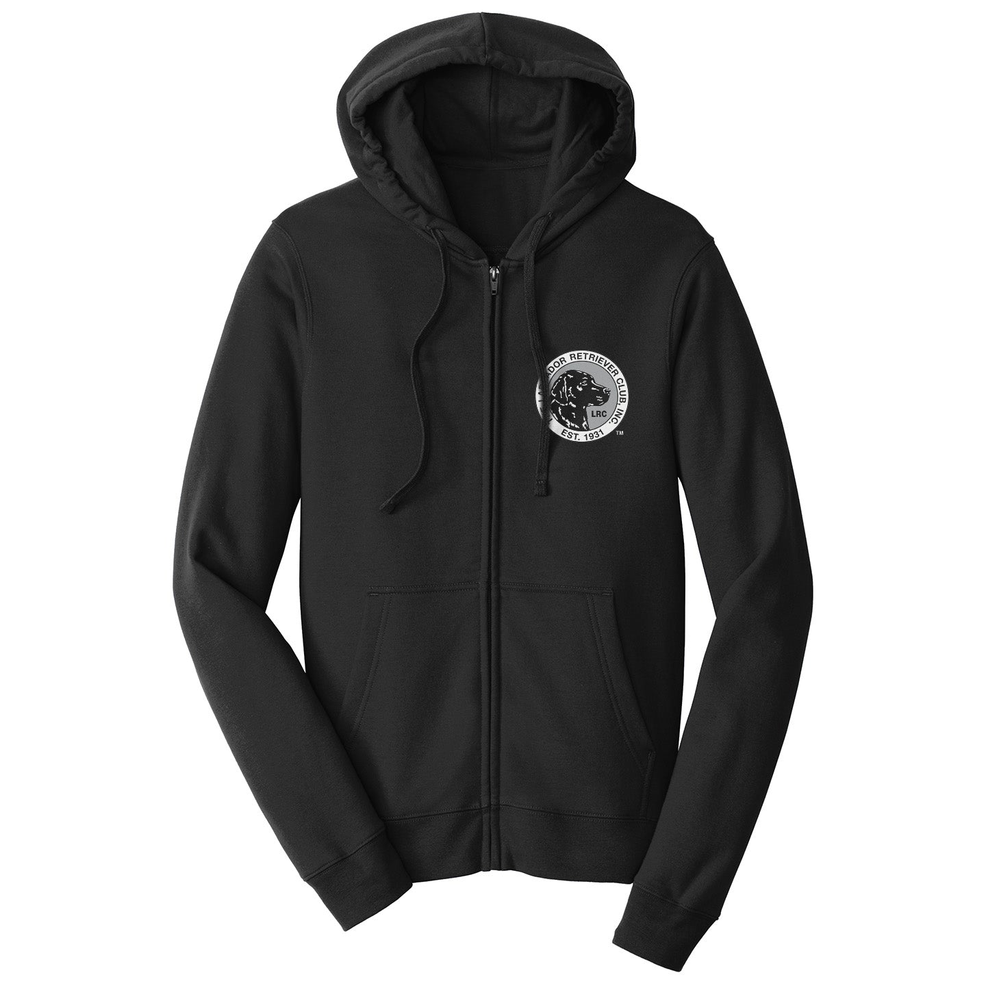 The Labrador Retriever Club - LRC Logo - Left Chest Black & White - Adult Unisex Full-Zip Hoodie Sweatshirt